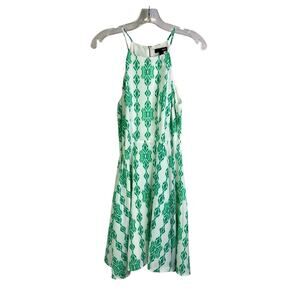 Aqua Dress Wns Sz M‎ Spaghetti Straps MIdi Green White Geometric Summer Party